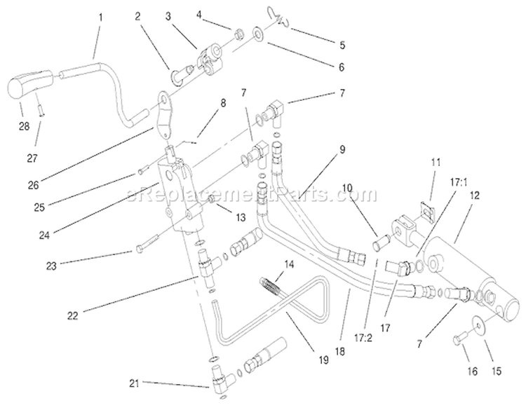 Upper Hydro Lift Assembly Diagram and Parts List for 73580 9900001-9999999 - 1999 Toro Lawn Tractor