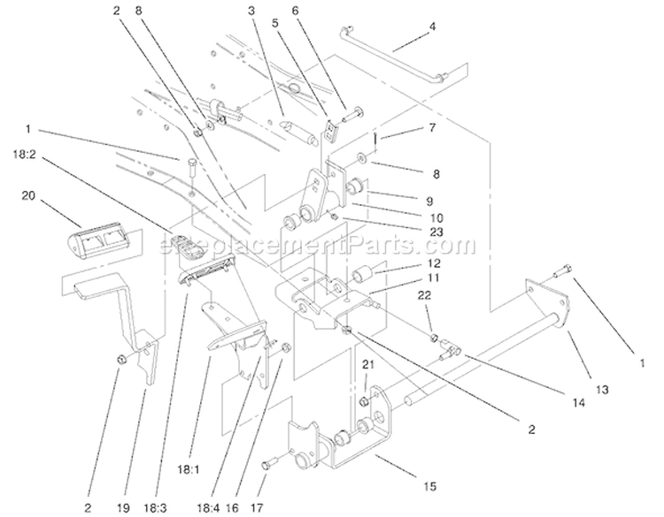 Hydro Controls Assembly Diagram and Parts List for 73552 200000001-200999999 - 2000 Toro Lawn Tractor