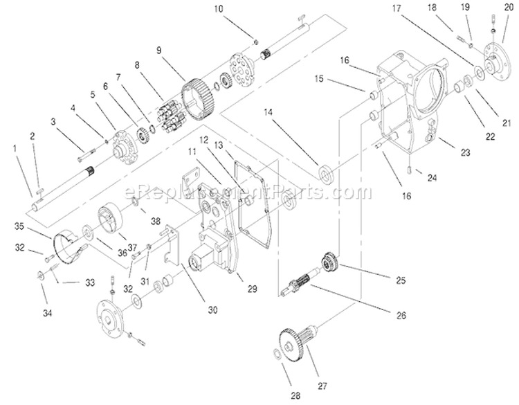 Hydro Transaxle Assembly Diagram and Parts List for 73552 200000001-200999999 - 2000 Toro Lawn Tractor