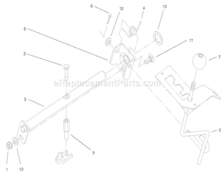 Hi-Lo Shift Assembly Diagram and Parts List for 73590 210000001-210999999 - 2001 Toro Lawn Tractor