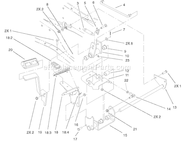 Hydro Controls Assembly Diagram and Parts List for 73590 210000001-210999999 - 2001 Toro Lawn Tractor