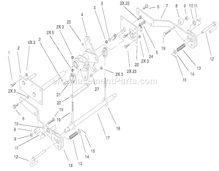 Hydro Lift Lower Assembly Diagram and Parts List for 73590 210000001-210999999 - 2001 Toro Lawn Tractor