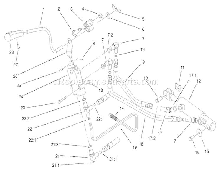 Hydro Lift Upper Assembly Diagram and Parts List for 73590 210000001-210999999 - 2001 Toro Lawn Tractor