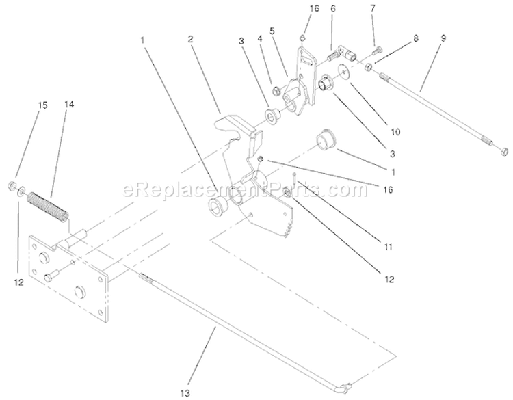 Parking Brake Lower Assembly Diagram and Parts List for 73590 210000001-210999999 - 2001 Toro Lawn Tractor