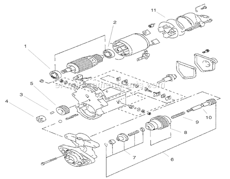 Starter Motor Assembly Diagram and Parts List for 73590 210000001-210999999 - 2001 Toro Lawn Tractor
