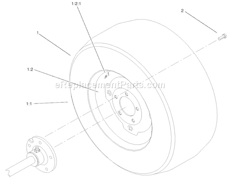 Wheel Assembly Diagram and Parts List for 73590 210000001-210999999 - 2001 Toro Lawn Tractor