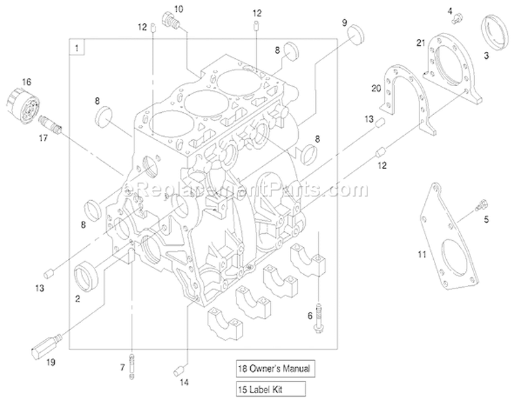 Engine Assembly Diagram and Parts List for 73590 210000001-210999999 - 2001 Toro Lawn Tractor