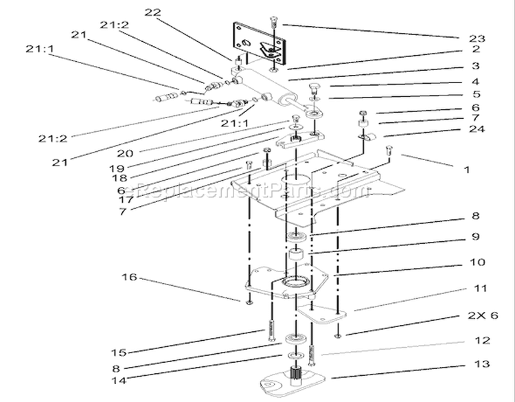 Power Steering Lower Assembly Diagram and Parts List for 73590 230000001-230999999 - 2003 Toro Lawn Tractor