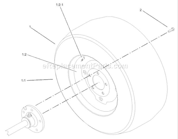 Wheel Assembly Diagram and Parts List for 73590 230000001-230999999 - 2003 Toro Lawn Tractor