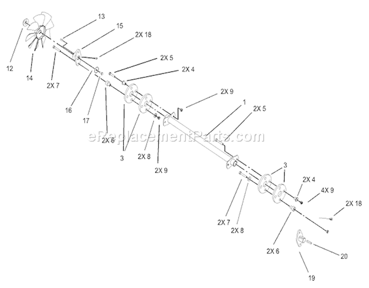 Drive Shaft Assembly Diagram and Parts List for 73590 230000001-230999999 - 2003 Toro Lawn Tractor