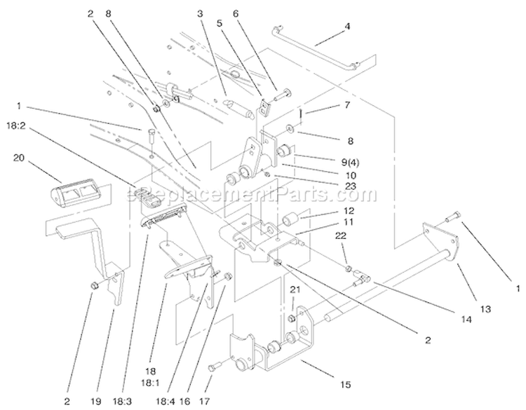Hydro Controls Assembly Diagram and Parts List for 73552 9900001-9999999 - 1999 Toro Lawn Tractor
