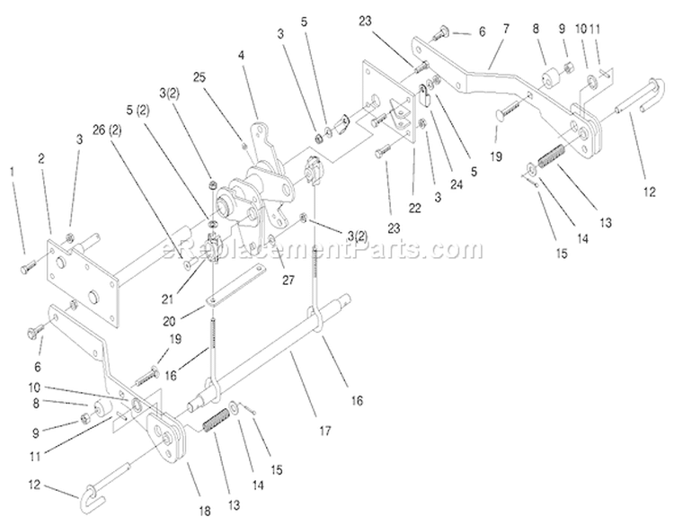 Hydro Lift Lower Assembly Diagram and Parts List for 73552 9900001-9999999 - 1999 Toro Lawn Tractor