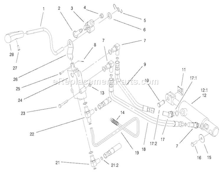 Hydro Lift Upper Assembly Diagram and Parts List for 73552 9900001-9999999 - 1999 Toro Lawn Tractor