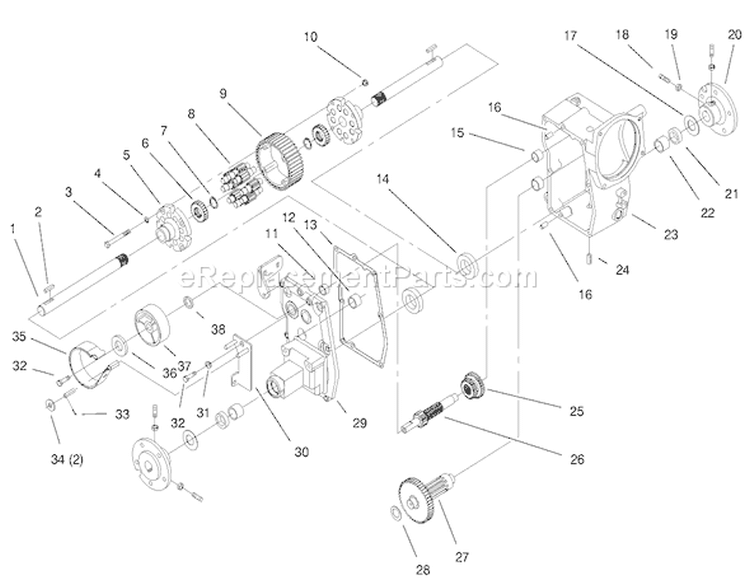 Hydro Transaxle Assembly Diagram and Parts List for 73552 9900001-9999999 - 1999 Toro Lawn Tractor