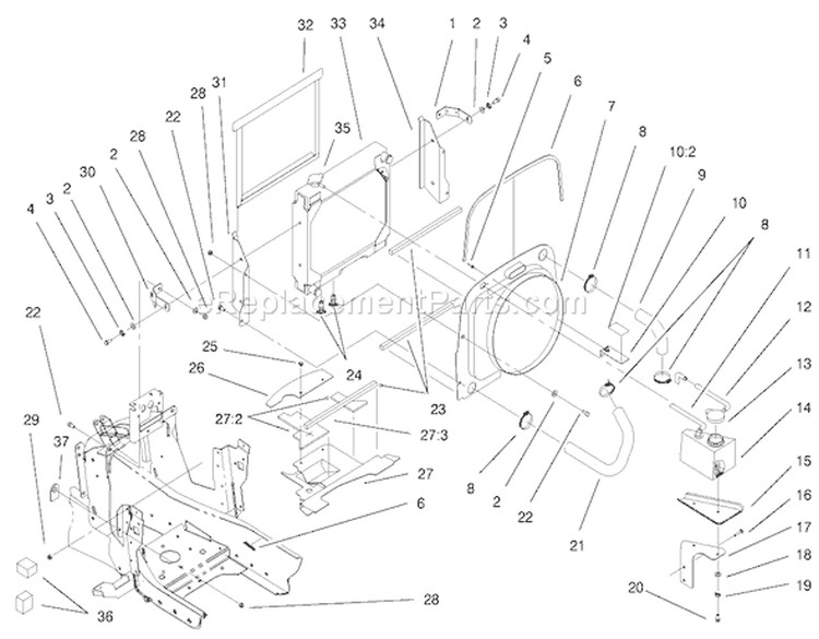 Page AD Diagram and Parts List for 73552 9900001-9999999 - 1999 Toro Lawn Tractor