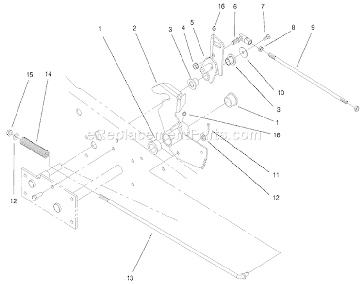 Parking Brake Lower Assembly Diagram and Parts List for 73552 9900001-9999999 - 1999 Toro Lawn Tractor