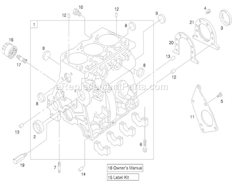 Engine Assembly Diagram and Parts List for 73590 9900001-9999999 - 1999 Toro Lawn Tractor