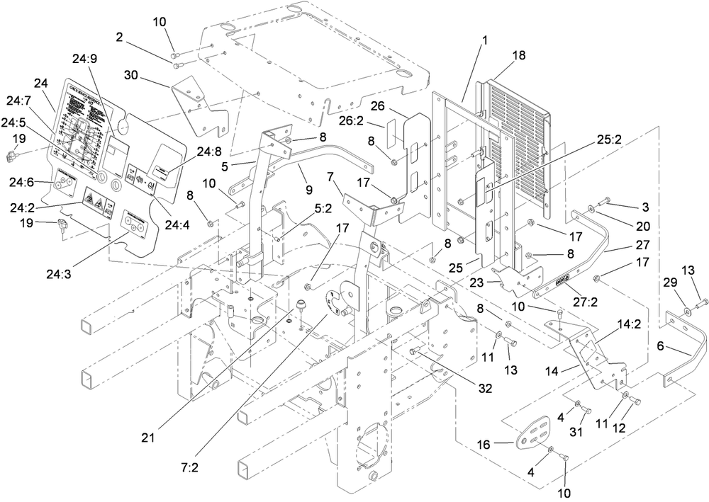 Engine Housing Assembly Diagram and Parts List for 74274 (312000001-312999999)(2012) Toro Lawn Mower