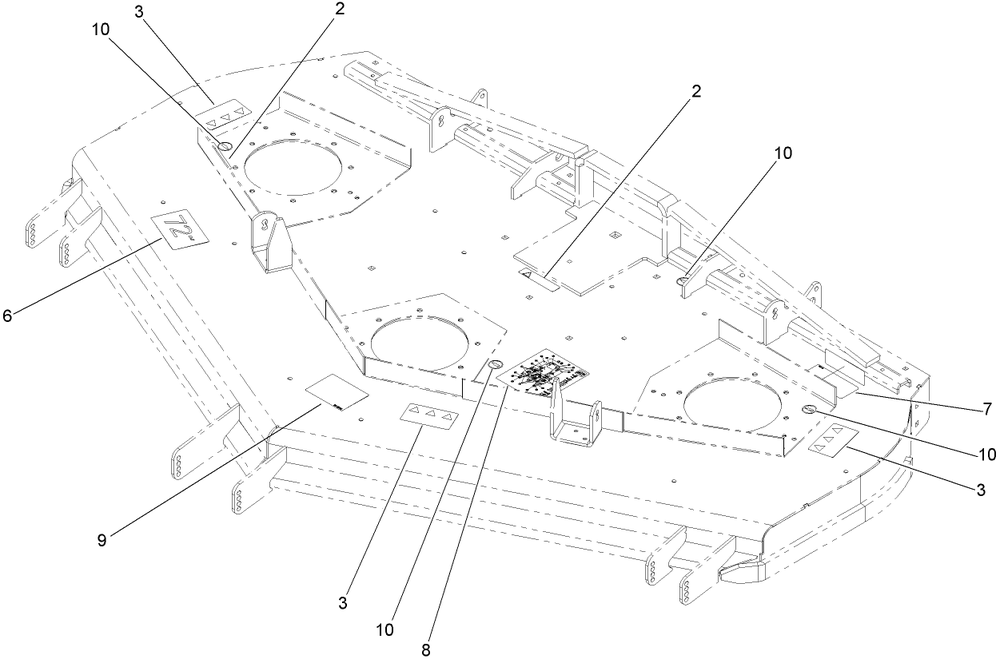 Deck Decal Assembly Diagram and Parts List for 74281TE (270000001-270000300)(2007) Toro Lawn Tractor