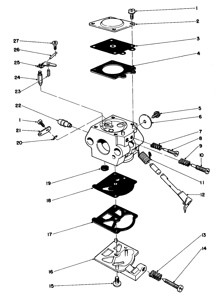 Carburetor Assembly No. 45-2970 Diagram and Parts List for 51616 3000001 - 3999999 Toro Trimmer