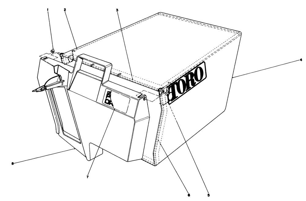 Grass Bag Assembly No. 11-0189 Diagram and Parts List for 20611 9000001 - 9999999 Toro Lawn Mower
