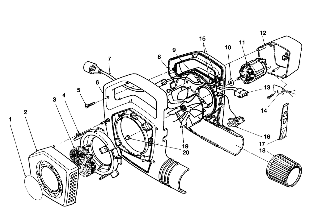 Blower Assembly Diagram and Parts List for 51578 49000001 - 49999999 Toro Leaf Blower / Vacuum