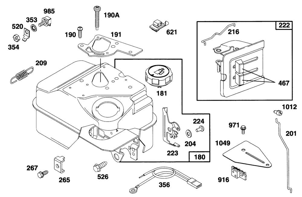 Engine Briggs & Strattonmodel 135202-0263-01 Diagram and Parts List for 62924 5900001 - 5999999 Toro Leaf Blower / Vacuum