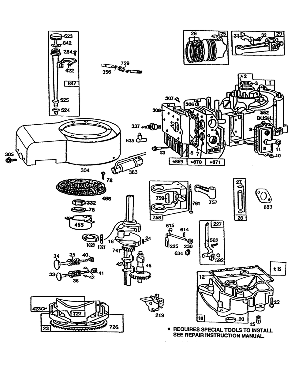 Briggs & Stratton Model No. 257707-0124-01 Diagram and Parts List for 70140 3900001 - 3999999 Toro Lawn Tractor