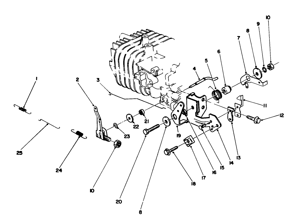 Governor Assembly (Model No. 47pl0-1) Diagram and Parts List for 16785 1000001 - 1999999 Toro Lawn Mower