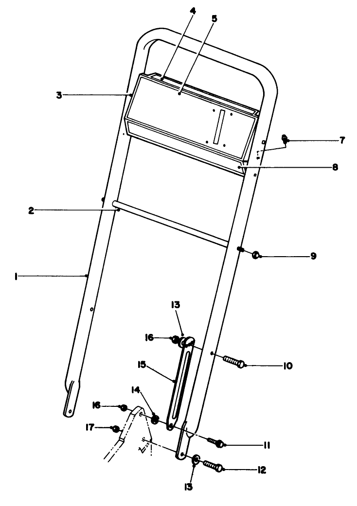 Handle Assembly Diagram and Parts List for 22151 2000001 - 2999999 Toro Lawn Mower