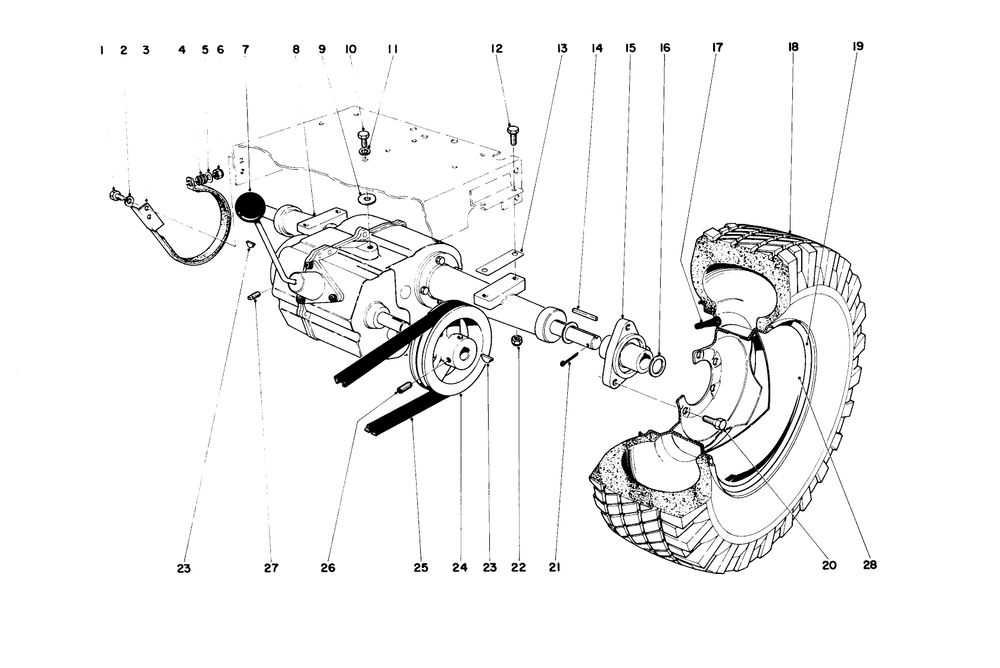 Rear Axle Assembly Diagram and Parts List for 55402 1000001 - 1999999 Toro Lawn Tractor