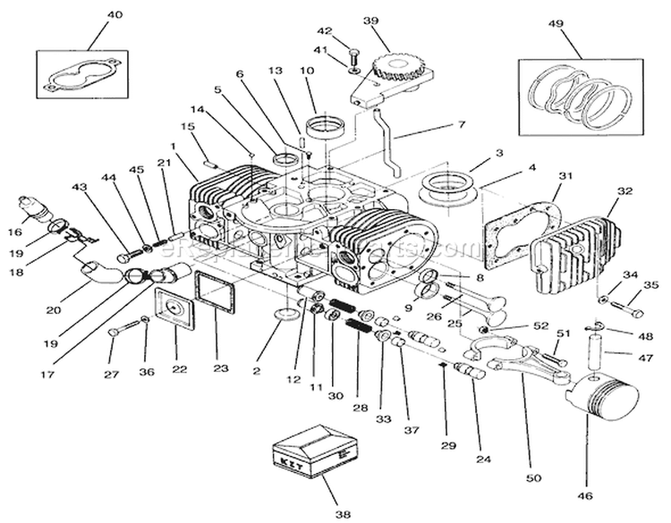 Engine Cylinder Block Assembly Diagram and Parts List for 74041 39000001-39999999 - 1993 Toro Lawn Tractor