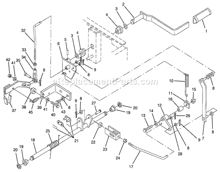 Parking Brake Assembly Diagram and Parts List for 74041 39000001-39999999 - 1993 Toro Lawn Tractor