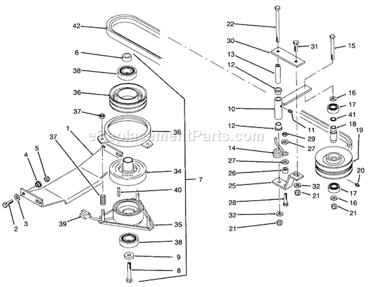 Pto Electric Clutch & Drive Assembly Diagram and Parts List for 74041 39000001-39999999 - 1993 Toro Lawn Tractor