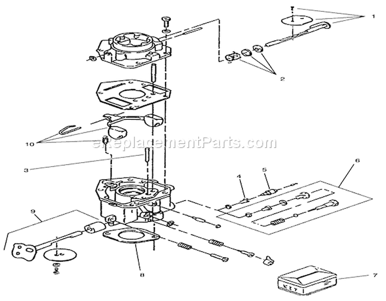 Carburetor Components Assembly Diagram and Parts List for 74041 39000001-39999999 - 1993 Toro Lawn Tractor