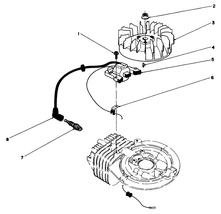 Flywheel & Magneto Assembly Diagram and Parts List for 20584 6000001 - 6999999 Toro Lawn Mower