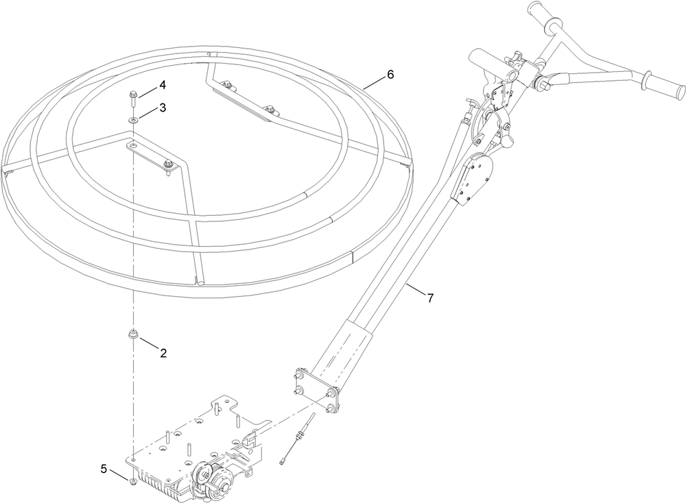 46 Inch Pro-Pitch Handle And Guard Assembly Diagram and Parts List for 68051 400000000 - 401999999 Toro Cement Mixer