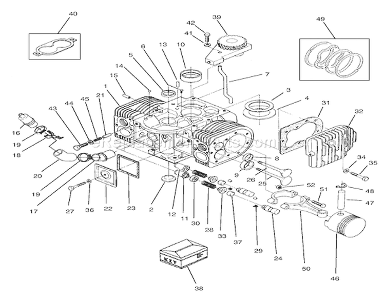 Engine Cylinder Block Assembly Diagram and Parts List for 74021 39000001-39999999 - 1993 Toro Lawn Tractor