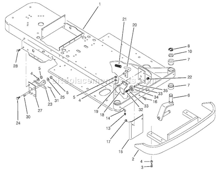 Frame & Front Wheel Fork Assembly Diagram and Parts List for 74021 39000001-39999999 - 1993 Toro Lawn Tractor