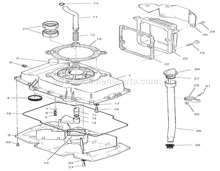 Oil Base & Fill Tube Assembly Diagram and Parts List for 74021 39000001-39999999 - 1993 Toro Lawn Tractor