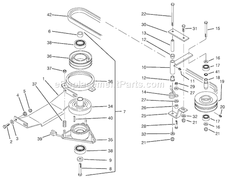 Pto Electric Clutch & Drive Assembly Diagram and Parts List for 74021 39000001-39999999 - 1993 Toro Lawn Tractor