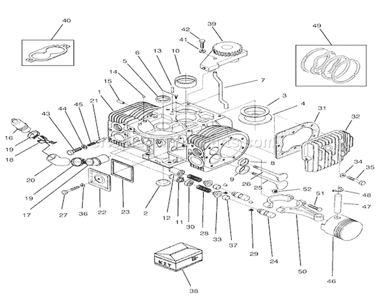 Engine Cylinder Block Assembly Diagram and Parts List for 74021 490001-499999 - 1994 Toro Lawn Tractor