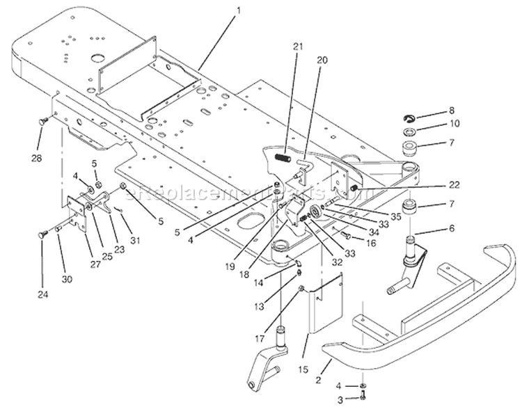 Frame & Front Wheel Fork Assembly Diagram and Parts List for 74021 490001-499999 - 1994 Toro Lawn Tractor