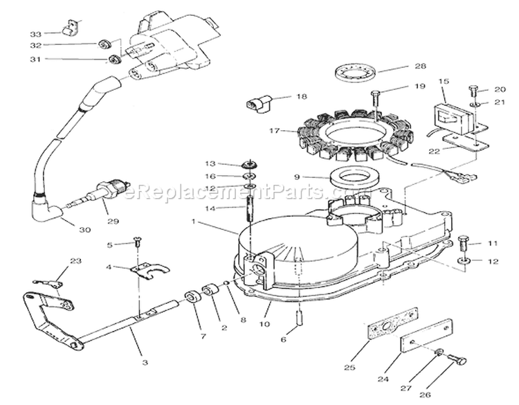 Gearcase & Ignition Assembly Diagram and Parts List for 74021 490001-499999 - 1994 Toro Lawn Tractor