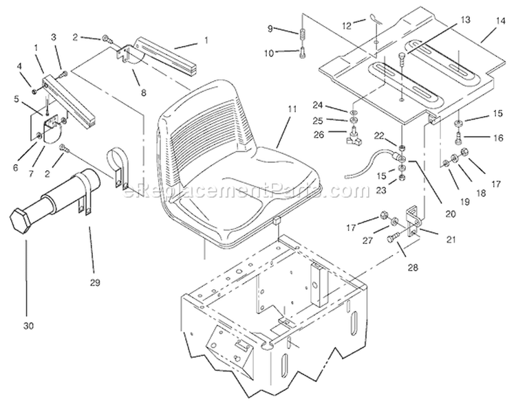 Seat Assembly Diagram and Parts List for 74021 490001-499999 - 1994 Toro Lawn Tractor