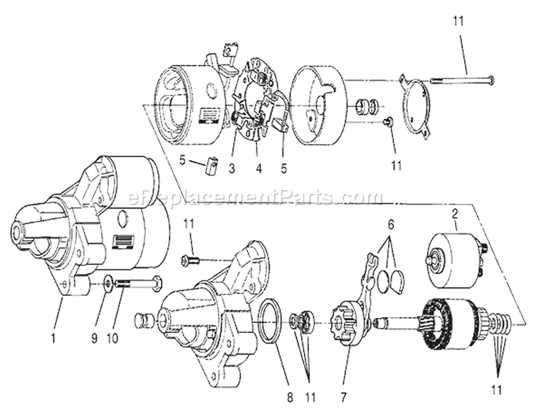 Starter Assembly Diagram and Parts List for 74021 490001-499999 - 1994 Toro Lawn Tractor