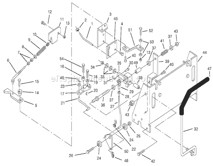 Transmission Controls Assembly Diagram and Parts List for 74021 490001-499999 - 1994 Toro Lawn Tractor