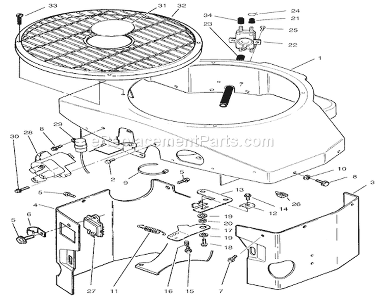 Cover, Fuel Pump, Coil, Regulator & Governor Linkage Diagram and Parts List for 74021 490001-499999 - 1994 Toro Lawn Tractor