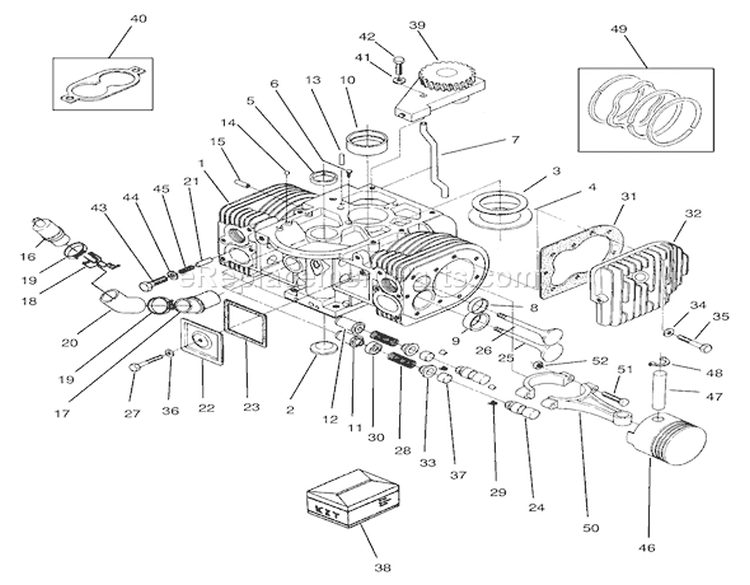 Engine Cylinder Block Assembly Diagram and Parts List for 74120 490001-499999 - 1994 Toro Lawn Tractor