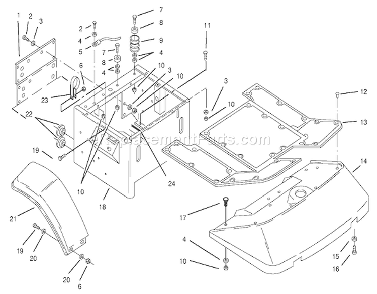 Fenders & Floor Pan Assembly Diagram and Parts List for 74120 490001-499999 - 1994 Toro Lawn Tractor
